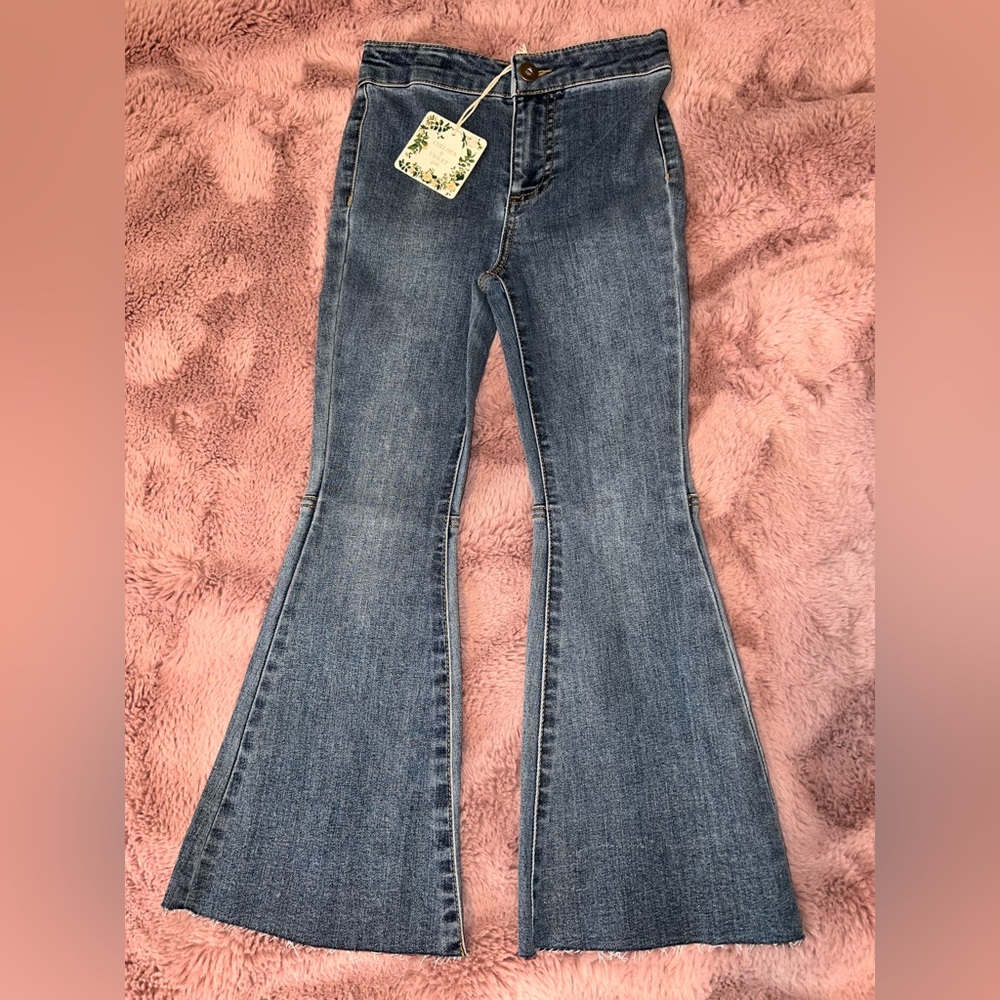 Little Girls Flared Blue Jeans